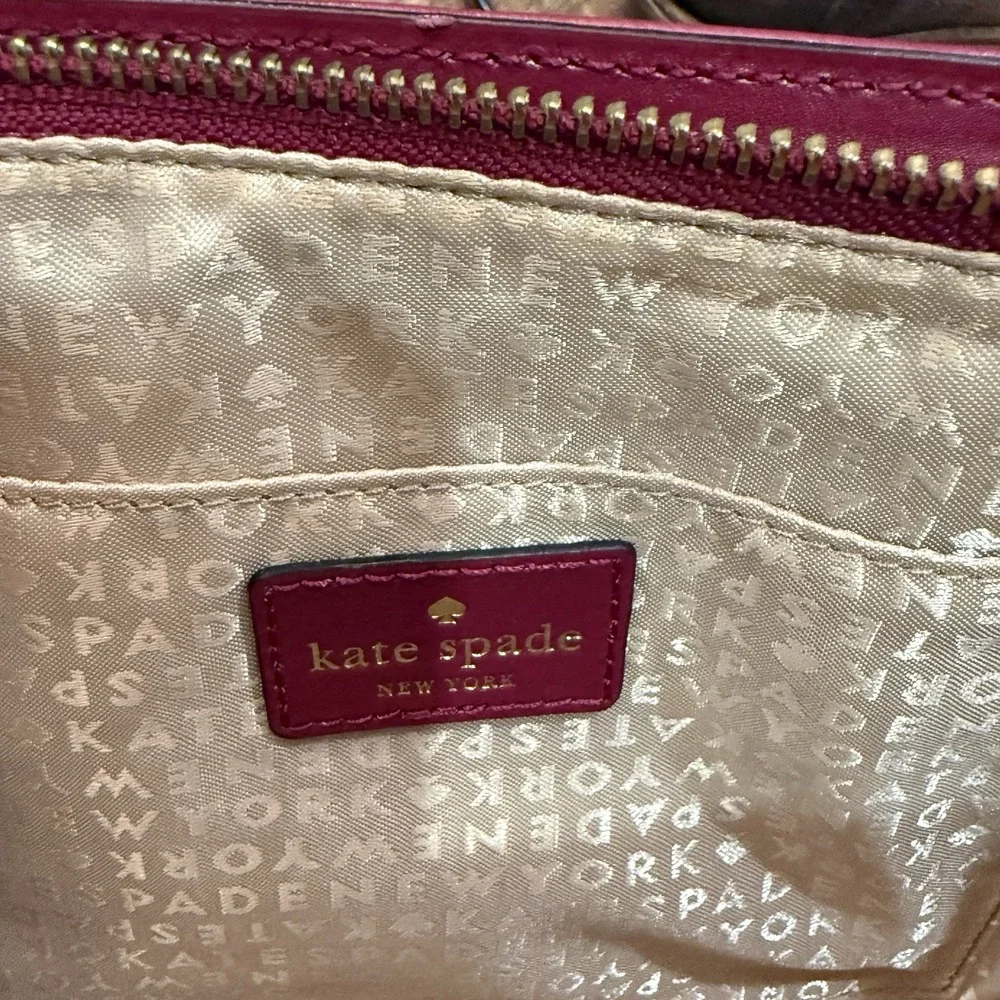 Kate Spade Hadley Street Bernadine Oxblood Zip Top Satchel Crossbody Purse Bag
